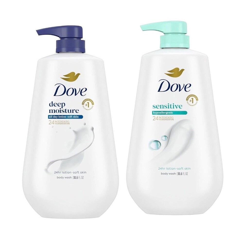 2-Pack Dove Body Wash Deep Moisture & Sensitive Skin 24hr Hydrating Skin 30.6 oz